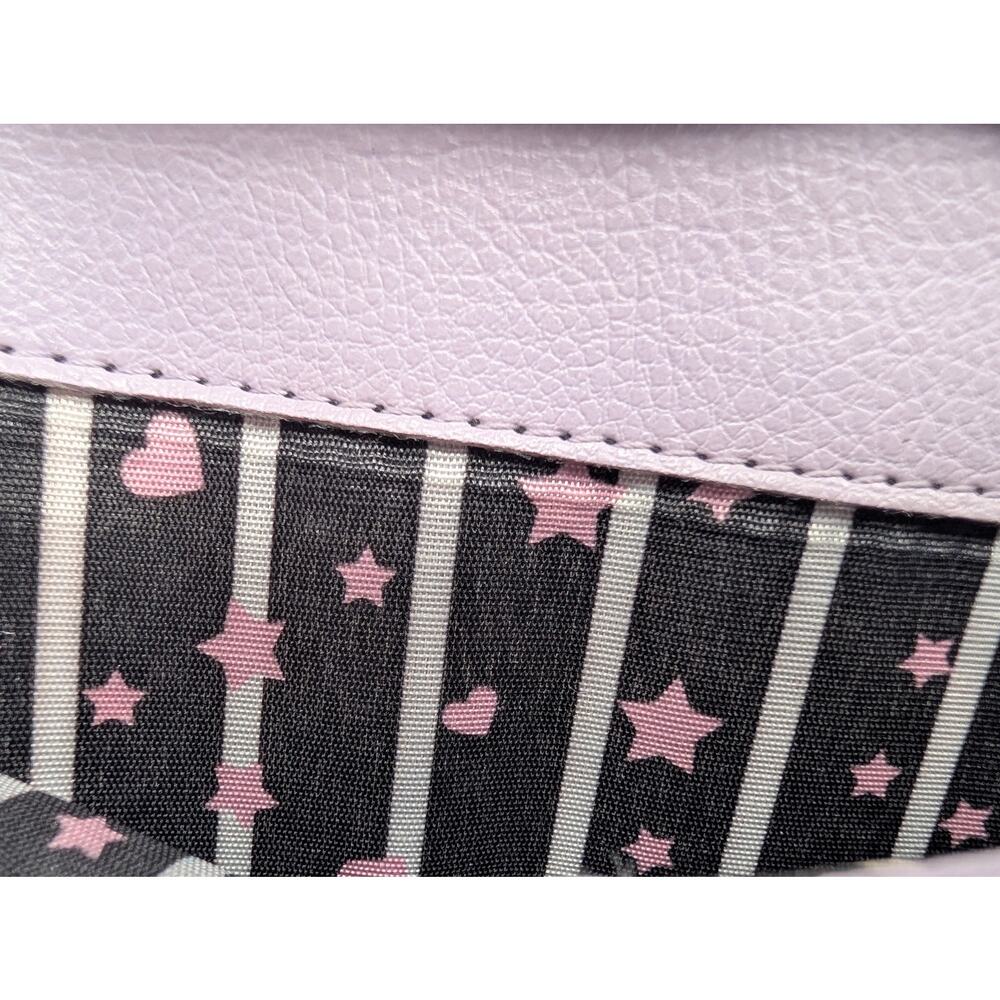 Betsey Johnson Lavender Quilted Heart Wallet Women's Faux Leather Snap Clutch - Picture 4 of 7